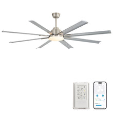 Load image into Gallery viewer, DC Motor Ceiling Fan With Dimmable Light And 8 Blade Aluminum Blades - Nickel