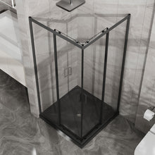 Load image into Gallery viewer, Corner Shower Enclosure, Double Sliding Door With Shower Base - Matte Black