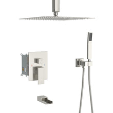 Load image into Gallery viewer, Modern Shower System With Waterfall Tub Spout, 12" Ceiling Mount Square Shower