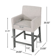 Load image into Gallery viewer, Charmed Upholstered Counter Stool With H Frame Base And Round Arms