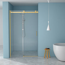 Load image into Gallery viewer, Modern Single Slide Shower Door, Tempered Glass, Stainless Steel Frame