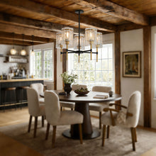 Load image into Gallery viewer, 5 Light Chandelier, Textured Glass Pendant Light, (Not Including The Bulb) For Living Room - Black / Gold