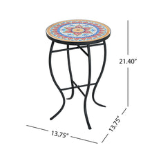 Load image into Gallery viewer, Outdoor Round Side Table With Mosaic Style Top And Curved Iron Legs