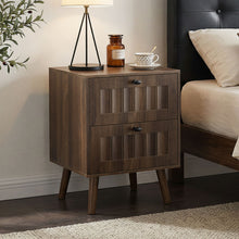 Load image into Gallery viewer, Double Drawer Bedside Table (Set of 2) - Walnut