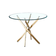 Load image into Gallery viewer, Contemporary Round Clear Dining Tempered Glass Table With Gold Finish Stainless Steel Legs - Gold