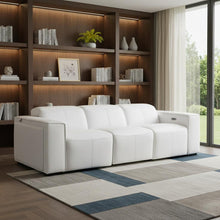 Load image into Gallery viewer, Top Grain Leather Reclining Metal USB Sofa (720390) - White