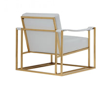 Load image into Gallery viewer, Faux Leather Lounge Chair - White / Gold