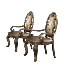 Load image into Gallery viewer, Tufted Upholstered Faux Leather And Solid Wood Dining Arm Chairs (Set of 2) - Oak