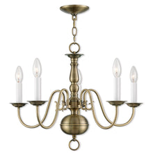 Load image into Gallery viewer, 18'' Five Light Dimmable Chandelier With Shades - Antiqued Brass