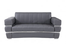 Load image into Gallery viewer, Italian Leather, Loveseat - Gray / Silver