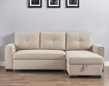 Load image into Gallery viewer, Polyester Blend Convertible Futon Sleeper Sofa With Black Legs - Beige