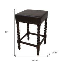 Load image into Gallery viewer, Faux Leather Backless Counter Height Bar Chair With Footrest 24" - Black And Espresso