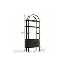 Load image into Gallery viewer, Four Tier Arched Etagere Bookcase With Two Doors - Black