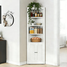 Load image into Gallery viewer, Tall Corner Storage Cabinet With 2 Doors, 5-Tier With Adjustable Shelve, Freestanding - White