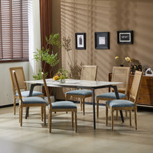 Load image into Gallery viewer, French Country Dining Chair With Rectangular Cane Backrest And Smooth Upholstered Seating