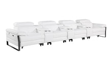 Load image into Gallery viewer, Top Grain Leather Reclining Metal USB Sofa (720352) - White
