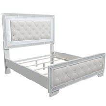 Load image into Gallery viewer, Eastern King Size Bed With LED Lights And Mirror Trim - Cream / Ivory