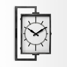 Load image into Gallery viewer, Rectangular Large Industrial Style Wall Clock - Black
