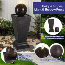 Load image into Gallery viewer, 35.5" Tall Column Fountain With LED Lights, Retro Outdoor Decor, Weather Resistant Feature - Dark Brown
