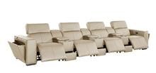 Load image into Gallery viewer, Top Grain Leather Reclining Metal USB Sofa (720419) - Beige