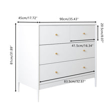 Load image into Gallery viewer, 4 Drawer Kids Dresser With Antique Brass Pulls - White
