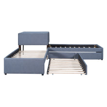 Load image into Gallery viewer, L Shaped Upholstered Platform Bed With Trundle And 2 Drawers Linked With Built In Desk