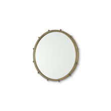 Load image into Gallery viewer, 25" Metal Beaded Round Framed Accent Mirror - Gold