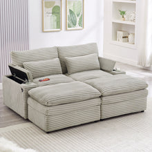 Load image into Gallery viewer, Convertible Loveseat Sofa With Storage, USB Ports, Cup Holders