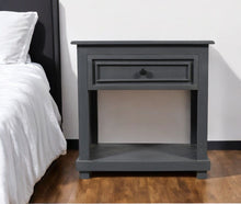 Load image into Gallery viewer, 28" Distressed One Drawer Solid Wood Nightstand - Gray