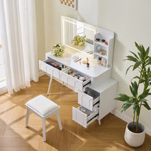 Load image into Gallery viewer, Wood Mirrored Four Drawer Vanity Table Lights - White