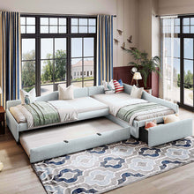 Load image into Gallery viewer, Upholstered Double Daybed With Trundle And Drawer