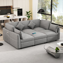 Load image into Gallery viewer, Sectional Sofa Modular U-Shaped With Ottoman & USB Ports