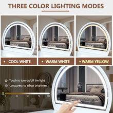 Load image into Gallery viewer, Makeup Vanity Table With Mirror Touch Screen Lighted Mirror, Dressing Table With Drawer For Bedroom - White