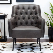 Load image into Gallery viewer, Faux Leather Tufted Arm Chair - Black