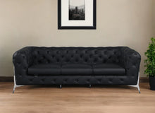 Load image into Gallery viewer, Italian Leather Sofa Silver Legs - Black