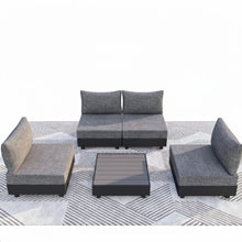 Load image into Gallery viewer, Patio Sectional Set With Modular Armless Chairs And Coffee Table - Gray