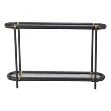 Load image into Gallery viewer, Glass Solid Wood Oval Console Table With Shelf - Clear / Black