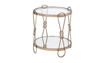 Load image into Gallery viewer, Mirrored And Metal Round End Table With Shelf - Gold