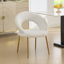 Load image into Gallery viewer, Boucle Metal Curved Back Dining Side Chair - White / Gold