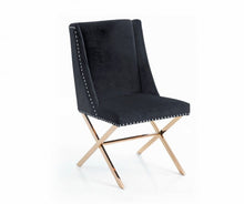 Load image into Gallery viewer, Nailhead Modern Dining Chair - Black / Rose Gold