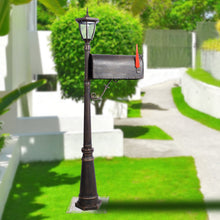 Load image into Gallery viewer, Stratford - Heavy Duty Cast Aluminum Mailbox With Post And Solar Light, Fluted Base, Decorative Modern Mailbox - Brown