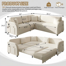 Load image into Gallery viewer, L-Shaped Couch With Pull-Out Bed, Oversize Convertible Sleeper Sofa With Side Pocket & USB Port