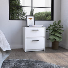 Load image into Gallery viewer, 15.7" x 12.7" x 18.6" Two Drawer Faux Wood Nightstand - White