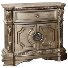 Load image into Gallery viewer, One Drawer Faux Marble And Solid Wood Nightstand With Storage - Champagne