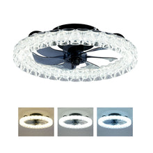 Load image into Gallery viewer, LED Light Source And Remote Control, 3000 - 6500K Dimmable Flush Mount LED Fan Light, 6 Speeds, Quiet DC Motor - Matte Black
