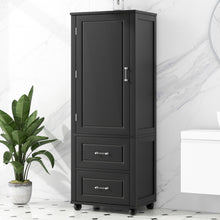 Load image into Gallery viewer, Tall Freestanding Bathroom Storage Cabinet With 2 Drawers And Adjustable Shelf