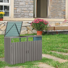 Load image into Gallery viewer, Garbage Bin Shed Stores 2 Trash Cans Metal Outdoor Bin Shed For Garbage Storage, Stainless Galvanized Steel, Bin Shed For Garden Yard Lawn
