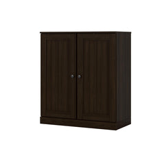 Load image into Gallery viewer, Adjustable Three Tier Library Bookcase With Two Doors - Espresso