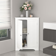 Load image into Gallery viewer, Corner Cabinet With 2 Doors And Adjustable Shelves, Freestanding Narrow Storage Organizer For Bathroom - White