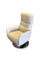 Load image into Gallery viewer, Tufted Genuine Leather Power Swivel Recliner - Light Gray